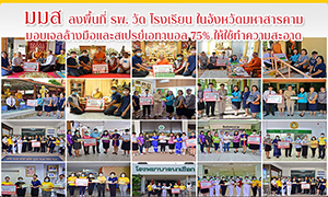 ม.มหาสารคาม ลงพื้นที่ รพ.วัด โรงเรียน ในจังหวัดมหาสารคาม มอบเจลล้างมือและสเปรย์เอทานอล 75%ให้ใช้ทำความสะอาด